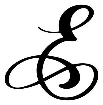 Vector calligraphy hand drawn letter E logo. Script font. Handwritten brush Illustrazione stock
