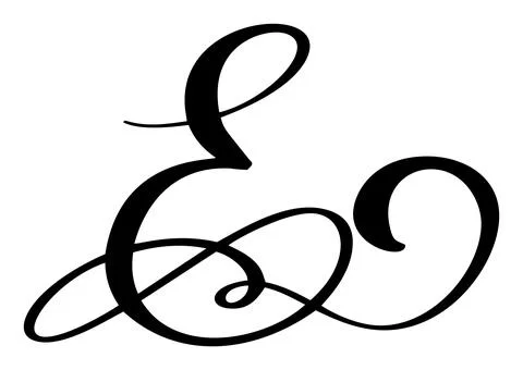 Vector calligraphy hand drawn letter E. Script font logo icon. Handwritten brush Illustrazione stock