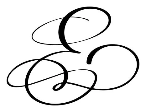 Vector calligraphy hand drawn letter E. Script font logo icon. Handwritten brush Illustrazione stock