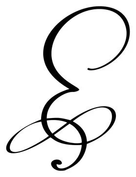 Vector calligraphy hand drawn letter E logo. Script font. Handwritten brush Illustrazione stock