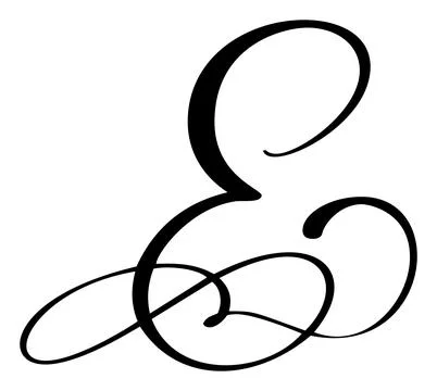 Vector calligraphy hand drawn letter E. Script font logo icon. Handwritten brush 스톡 일러스트