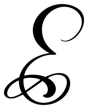 Vector calligraphy hand drawn letter E logo. Script font. Handwritten brush Stock Illustration