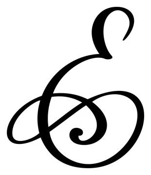 Vector calligraphy hand drawn letter E logo. Script font. Handwritten brush Illustrazione stock