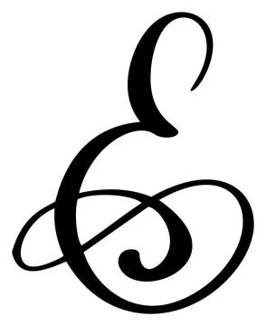 Vector calligraphy hand drawn letter E. Script font logo icon. Handwritten brush Illustrazione stock