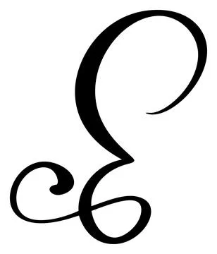 Vector calligraphy hand drawn letter E. Script font logo icon. Handwritten brush Illustrazione stock