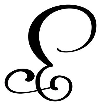 Vector calligraphy hand drawn letter E logo. Script font. Handwritten brush Illustrazione stock