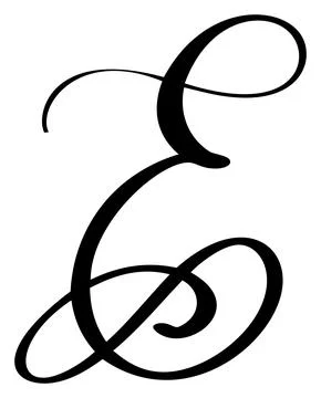 Vector calligraphy hand drawn letter E. Script font logo icon. Handwritten brush Illustrazione stock