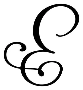 Vector calligraphy hand drawn letter E logo. Script font. Handwritten brush Illustrazione stock