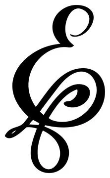 Vector calligraphy hand drawn letter E logo. Script font. Handwritten brush Stock Illustration