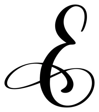 Vector calligraphy hand drawn letter E. Script font logo icon. Handwritten brush Stock Illustration