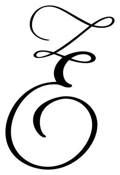 Vector calligraphy hand drawn letter E. Script font logo icon. Handwritten brush Illustrazione stock