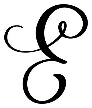 Vector calligraphy hand drawn letter E. Script font logo icon. Handwritten brush Illustrazione stock