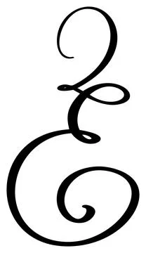 Vector calligraphy hand drawn letter E. Script font logo icon. Handwritten brush Illustrazione stock