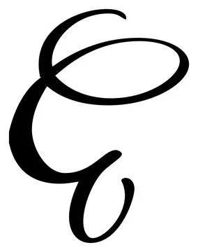 Vector calligraphy hand drawn letter E. Script font logo icon. Handwritten brush Stock Illustration