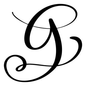Vector calligraphy hand drawn letter G. Script font logo icon. Handwritten brush イラスト素材