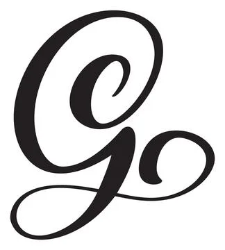 Vector calligraphy hand drawn letter G logo. Script font. Handwritten brush 스톡 일러스트