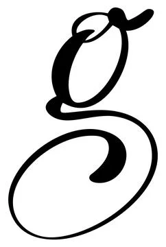 Vector calligraphy hand drawn letter G logo. Script font. Handwritten brush 스톡 일러스트