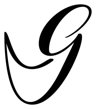 Vector calligraphy hand drawn letter G logo. Script font. Handwritten brush Illustrazione stock
