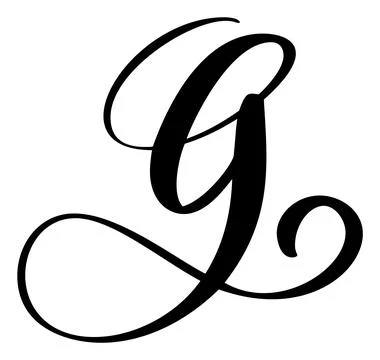 Vector calligraphy hand drawn letter G. Script font logo icon. Handwritten brush Illustrazione stock