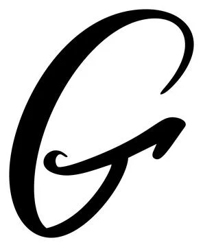 Vector calligraphy hand drawn letter G logo. Script font. Handwritten brush Illustrazione stock