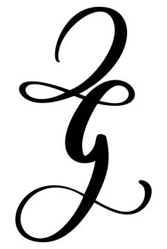 Vector calligraphy hand drawn letter G logo. Script font. Handwritten brush Illustrazione stock
