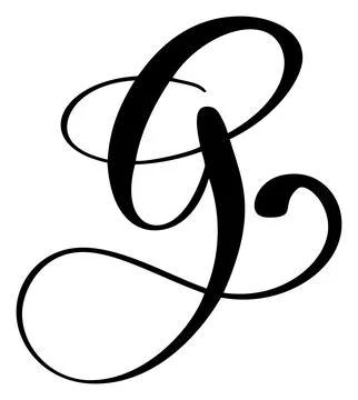 Vector calligraphy hand drawn letter G. Script font logo icon. Handwritten brush Stock Illustration