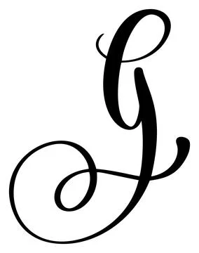 Vector calligraphy hand drawn letter G logo. Script font. Handwritten brush Illustrazione stock