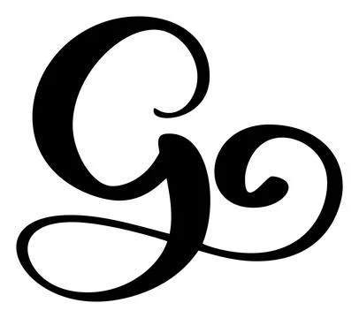 Vector calligraphy hand drawn letter G logo. Script font. Handwritten brush Stock Illustration