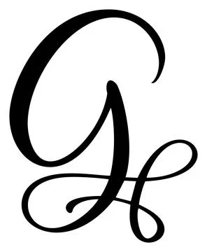 Vector calligraphy hand drawn letter G logo. Script font. Handwritten brush Illustrazione stock