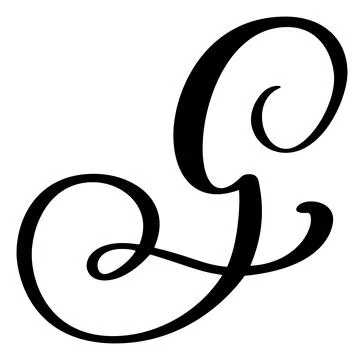 Vector calligraphy hand drawn letter G. Script font logo icon. Handwritten brush Illustrazione stock