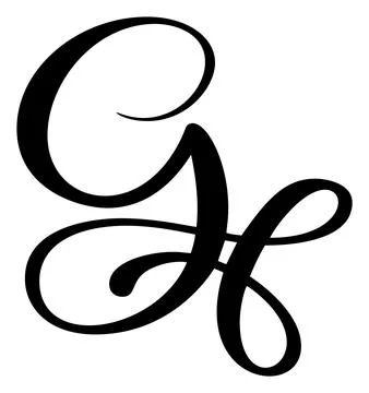 Vector calligraphy hand drawn letter G logo. Script font. Handwritten brush Illustrazione stock
