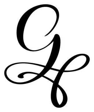 Vector calligraphy hand drawn letter G. Script font logo icon. Handwritten brush Illustrazione stock