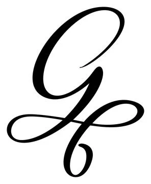 Vector calligraphy hand drawn letter G logo. Script font. Handwritten brush Ilustración de archivo