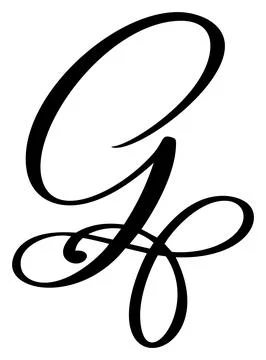 Vector calligraphy hand drawn letter G. Script font logo icon. Handwritten brush Stock Illustration