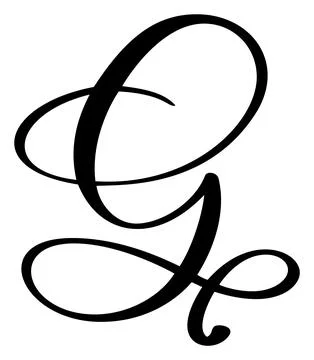 Vector calligraphy hand drawn letter G logo. Script font. Handwritten brush Illustrazione stock