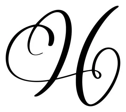 Vector calligraphy hand drawn letter H. Script font logo icon. Handwritten brush 스톡 일러스트