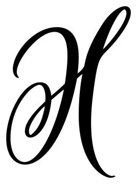 Vector calligraphy hand drawn letter H. Script font logo icon. Handwritten brush Illustrazione stock