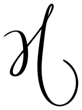 Vector calligraphy hand drawn letter H logo. Script font. Handwritten brush 스톡 일러스트