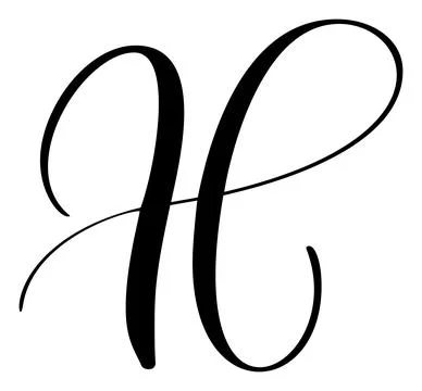 Vector calligraphy hand drawn letter H. Script font logo icon initials Stockillustratie