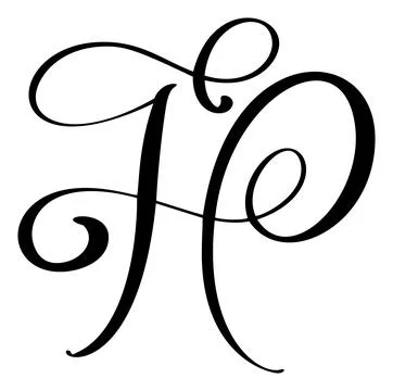 Vector calligraphy hand drawn letter H logo. Script font. Handwritten brush Illustrazione stock