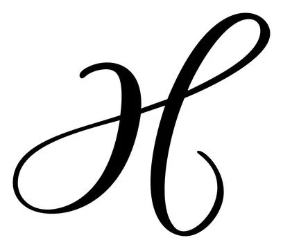 Vector calligraphy hand drawn letter H logo. Script font. Handwritten brush Stock Illustration