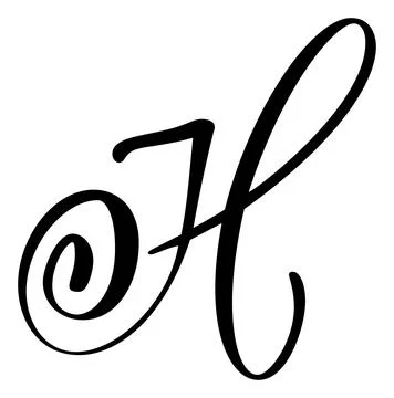 Vector calligraphy hand drawn letter H. Script font logo icon. Handwritten brush Stock Illustration