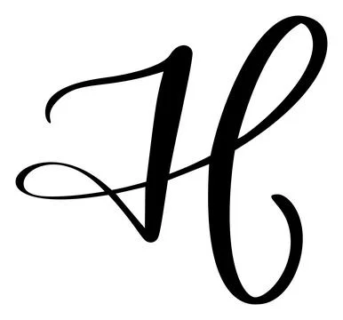 Vector calligraphy hand drawn letter H logo. Script font. Handwritten brush Stock-Illustration