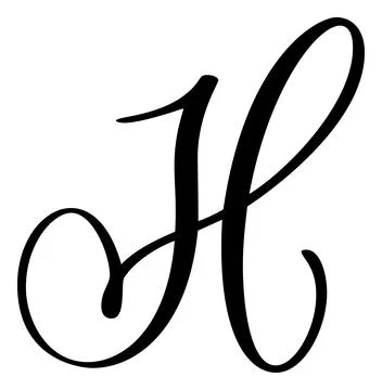 Vector calligraphy hand drawn letter H logo. Script font. Handwritten brush Stock Illustration