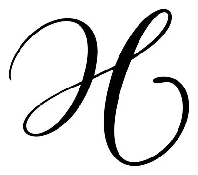 Vector calligraphy hand drawn letter H. Script font logo icon. Handwritten brush Stock Illustration