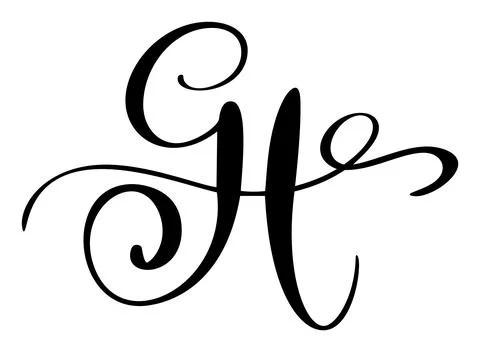 Vector calligraphy hand drawn letter H logo. Script font initials. Handwritten Illustrazione stock
