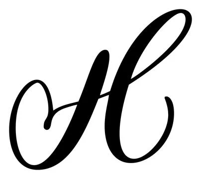 Vector calligraphy hand drawn letter H. Script font logo icon. Handwritten brush Illustrazione stock