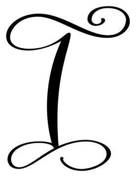 Vector calligraphy hand drawn letter I logo. Script font. Handwritten brush Illustrazione stock