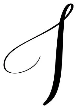Vector calligraphy hand drawn letter I logo. Script font. Handwritten brush Stock Illustration