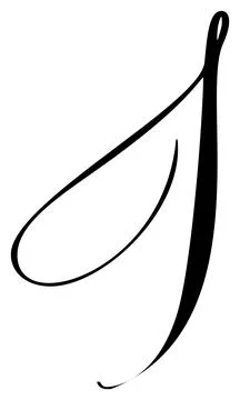 Vector calligraphy hand drawn letter I drop cap. Script font logo icon Illustrazione stock